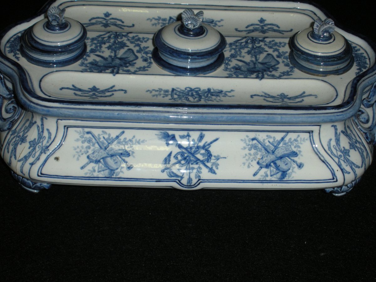 Gien Inkwell With Bérain Decor-photo-4
