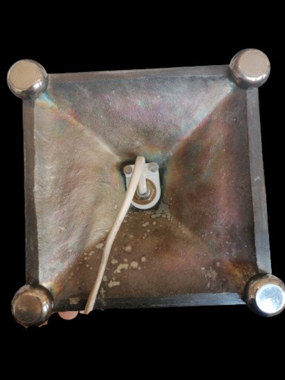Lamp In Silvered Bronze And Enamel-photo-8