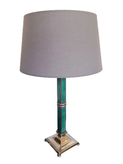 Lamp In Silvered Bronze And Enamel