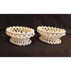 Pair Of Langeais Earthenware Baskets, Early 20th Century 