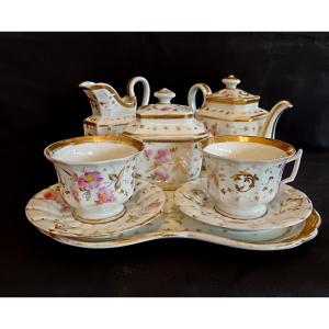 Service tête à tête en porcelaine de Paris 19e siècle
