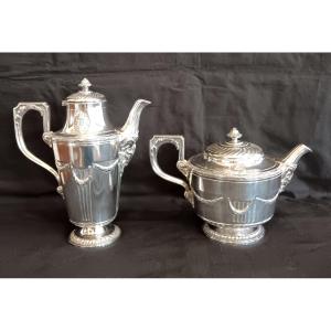Cafetière et théière en métal argenté Christofle collection Gallia