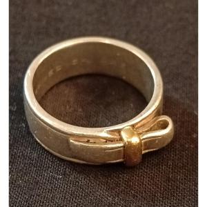 Bague en argent et or Hermes modèle ceinture