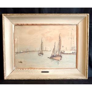 Aquarelle par Fernand TRUFFAUT Trouville 