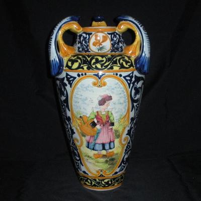 Large Vase Earthenware Quimper Henriot