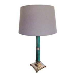 Lamp In Silvered Bronze And Enamel