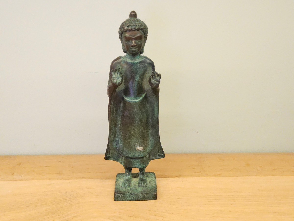 Bouddha Khmer En Bronze Ancien 