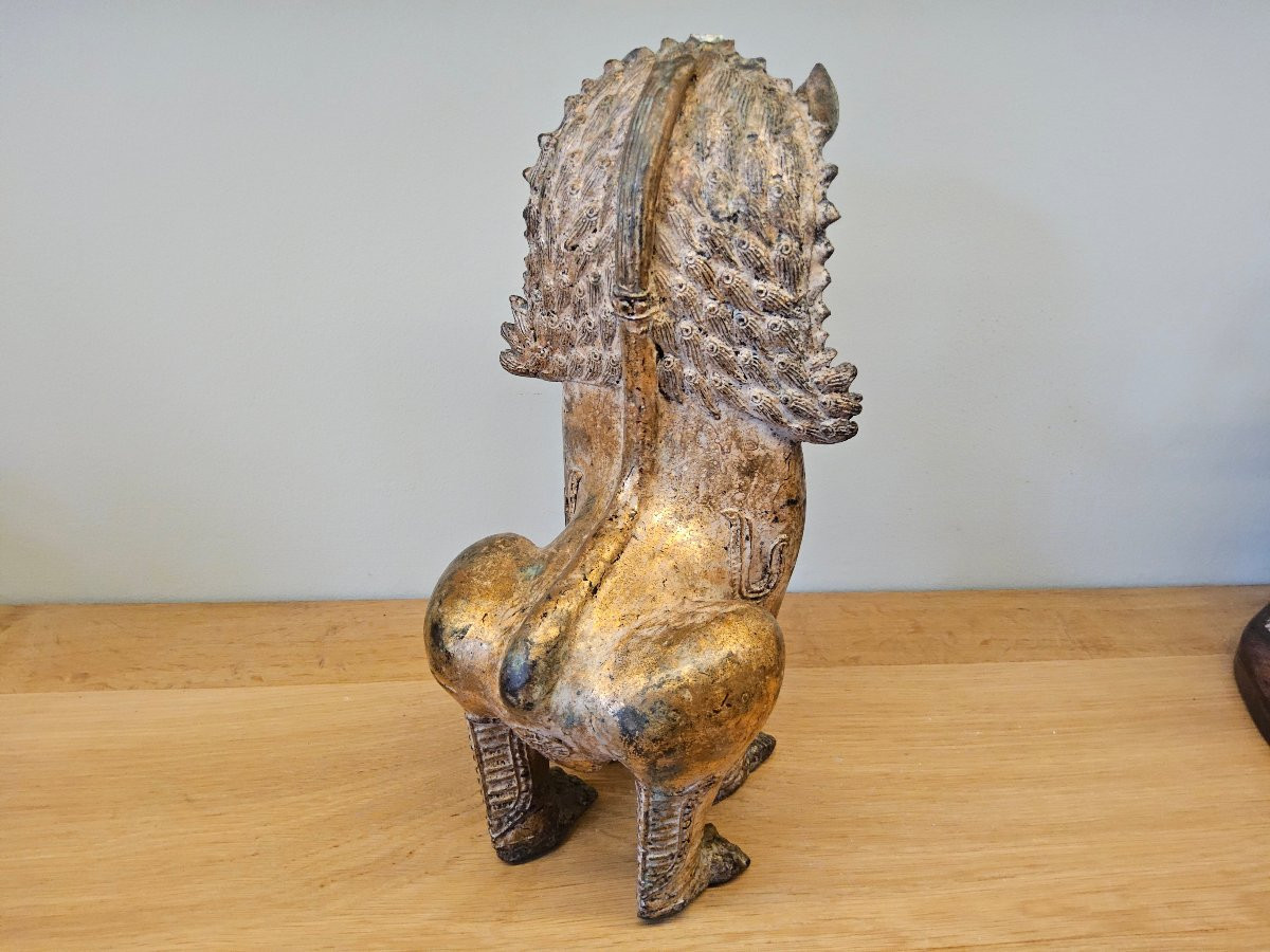Pair Of Thai Buddhist Bronze Lions -photo-6