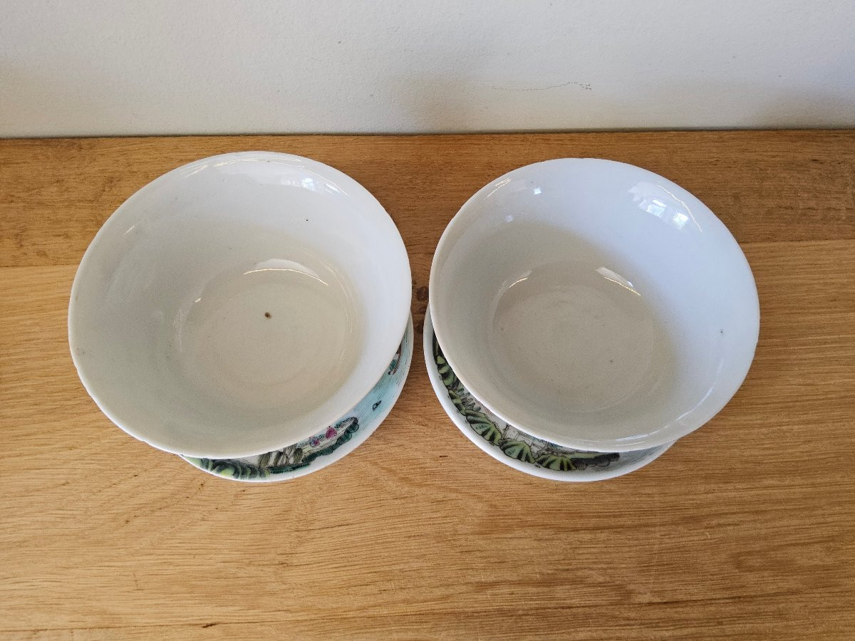 Paire de bols couverts en porcelaine coquille d’œuf -photo-7