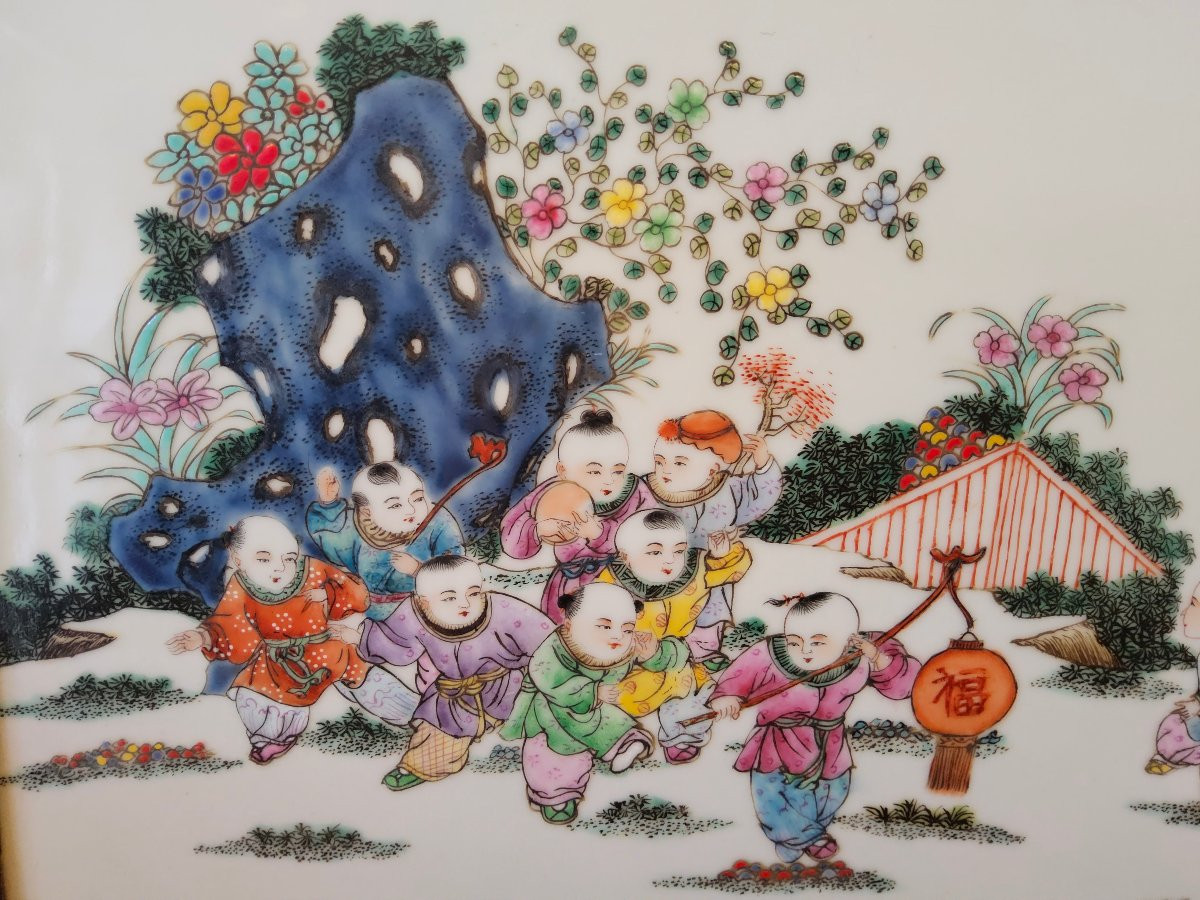 Chinese Porcelain Plaque. Famille Rose.-photo-2