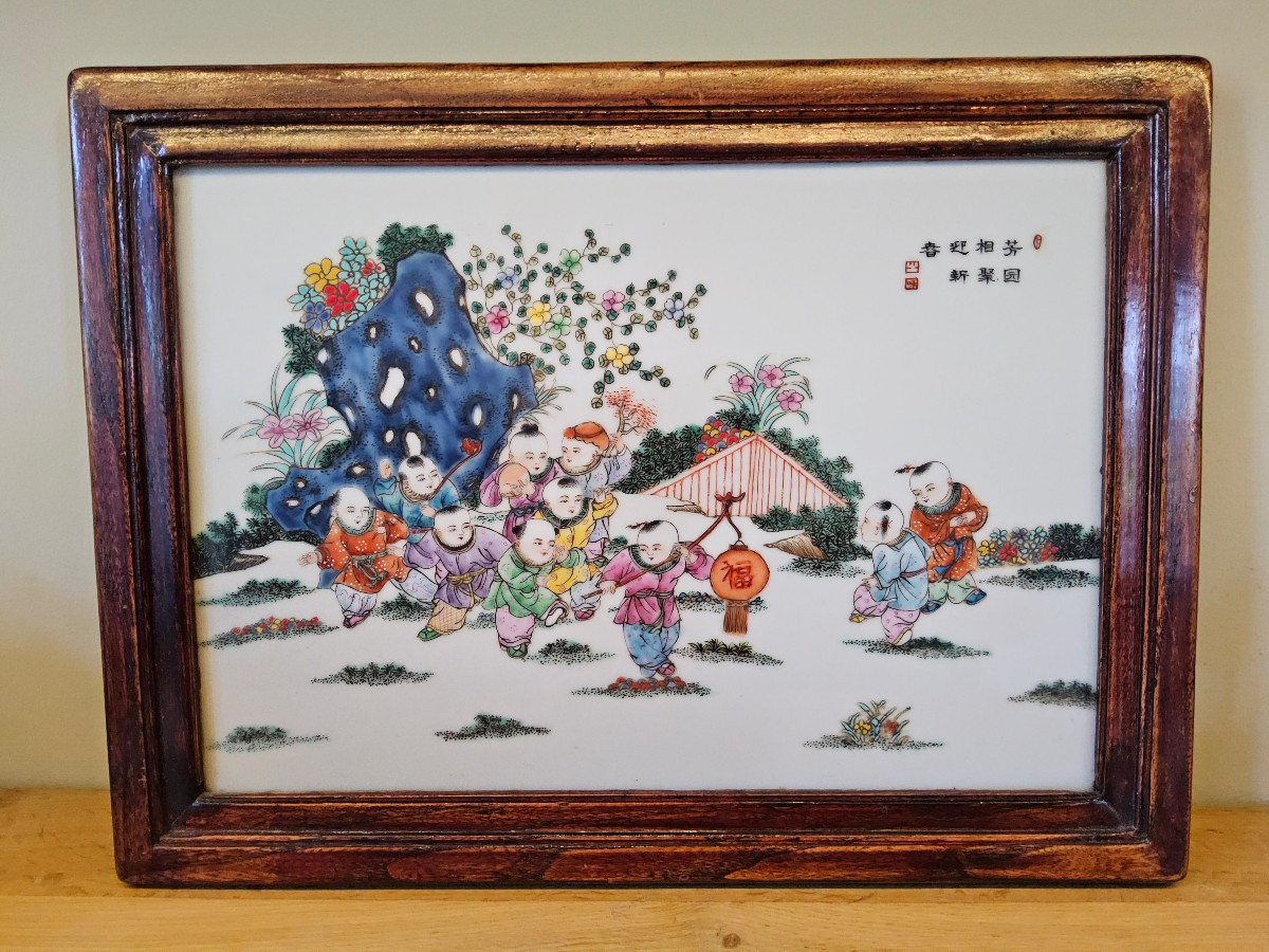 Chinese Porcelain Plaque. Famille Rose.