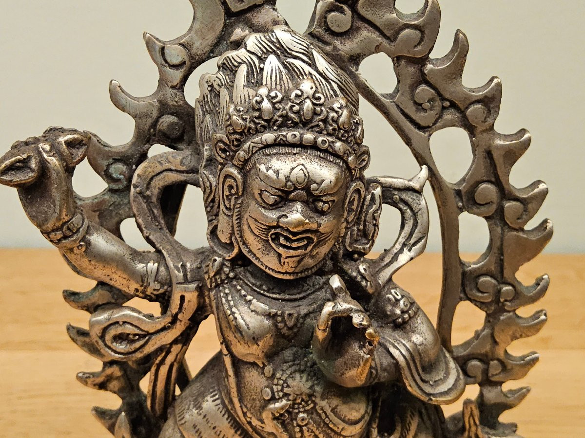 Statue en bronze argentée de Vajrapani-photo-2
