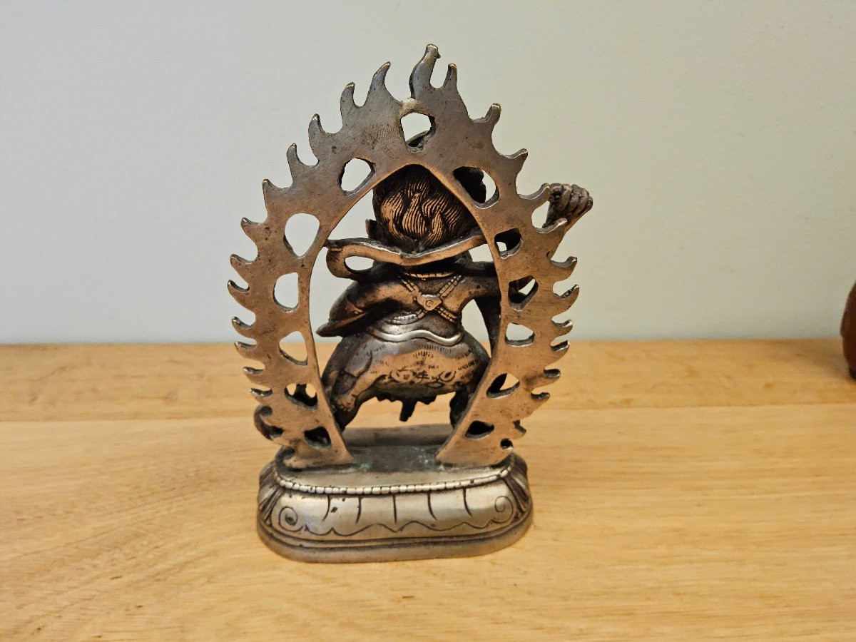 Statue en bronze argentée de Vajrapani-photo-3