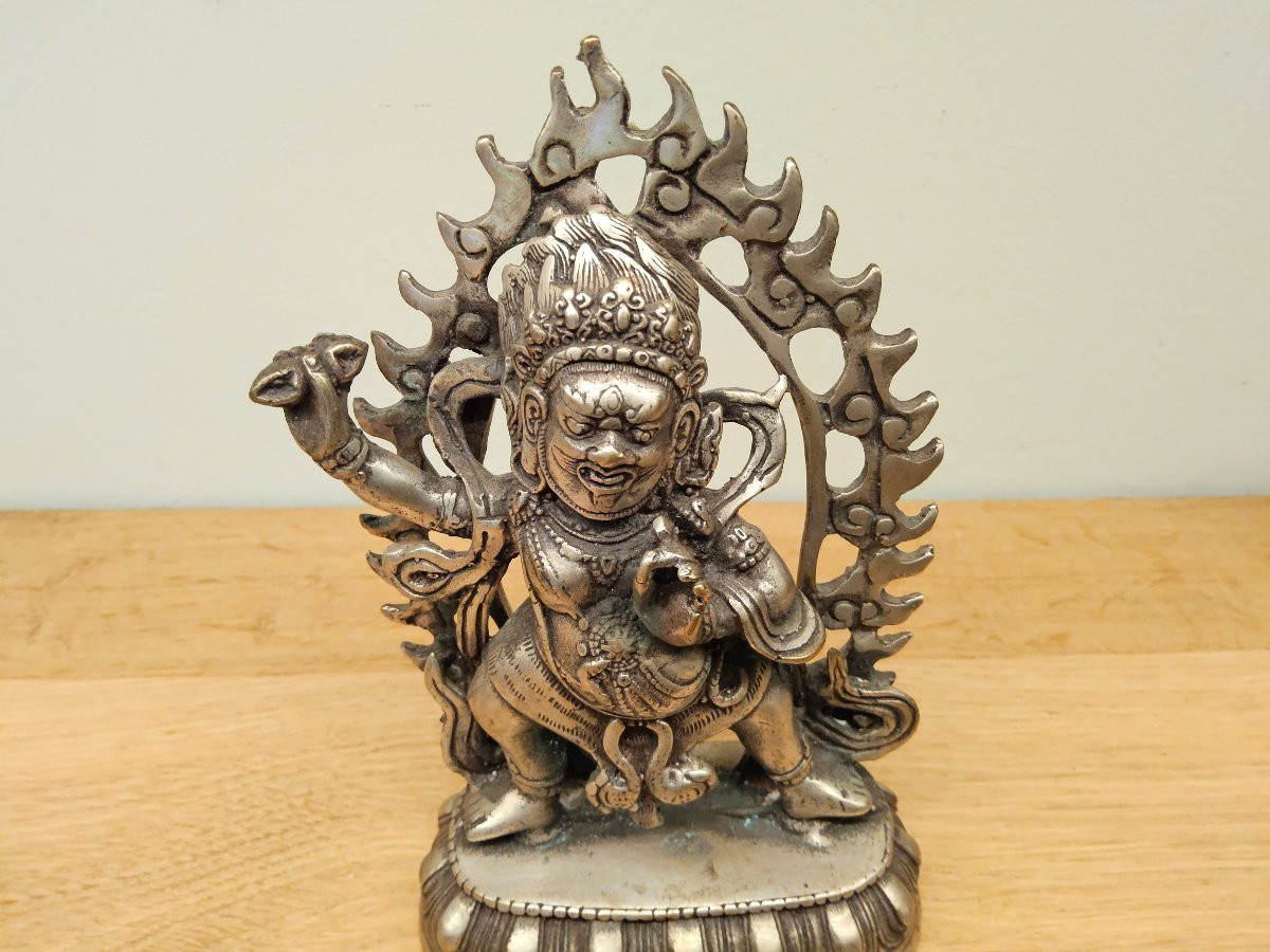 Statue en bronze argentée de Vajrapani-photo-4