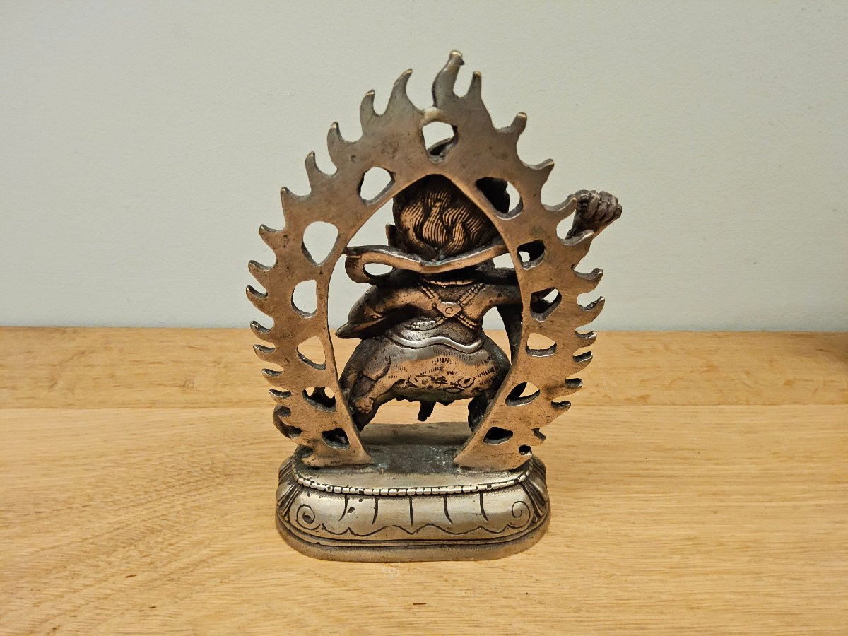 Statue en bronze argentée de Vajrapani-photo-2