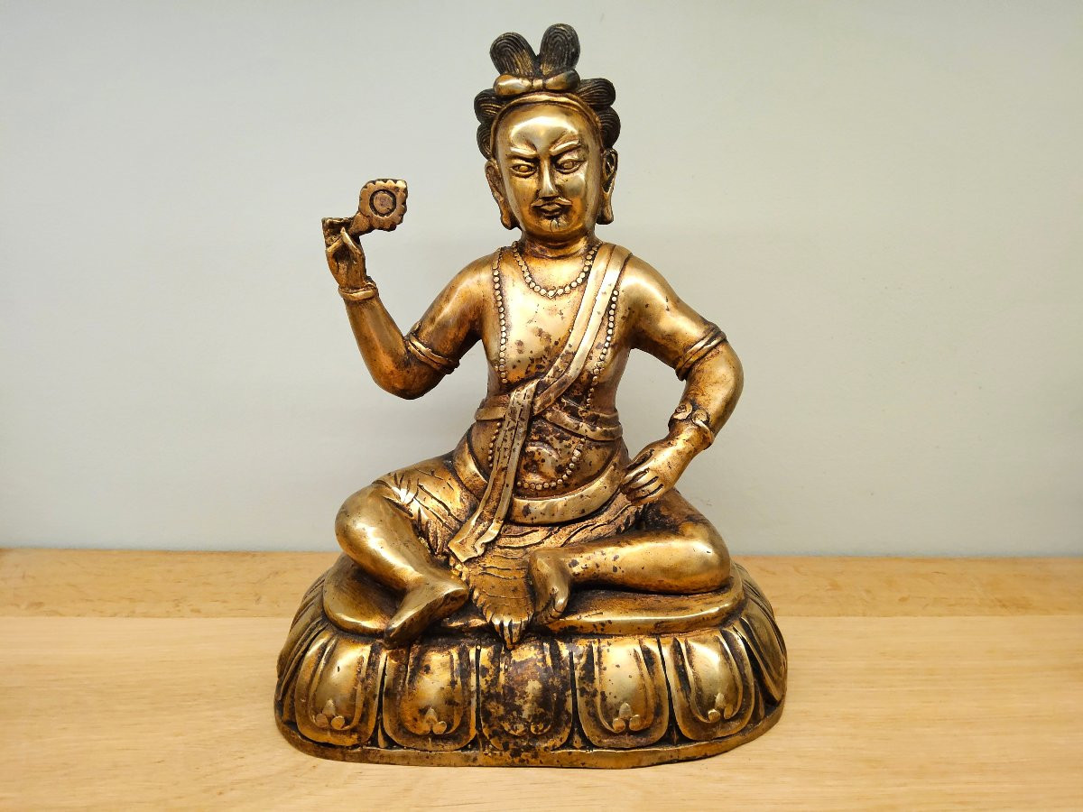 Tibetan Statue In Gilded Bronze.-photo-4