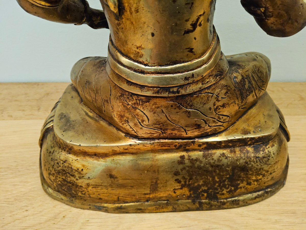 Tibetan Statue In Gilded Bronze.-photo-4
