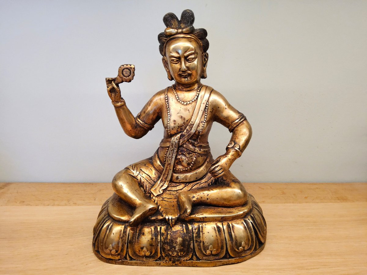 Tibetan Statue In Gilded Bronze.-photo-7