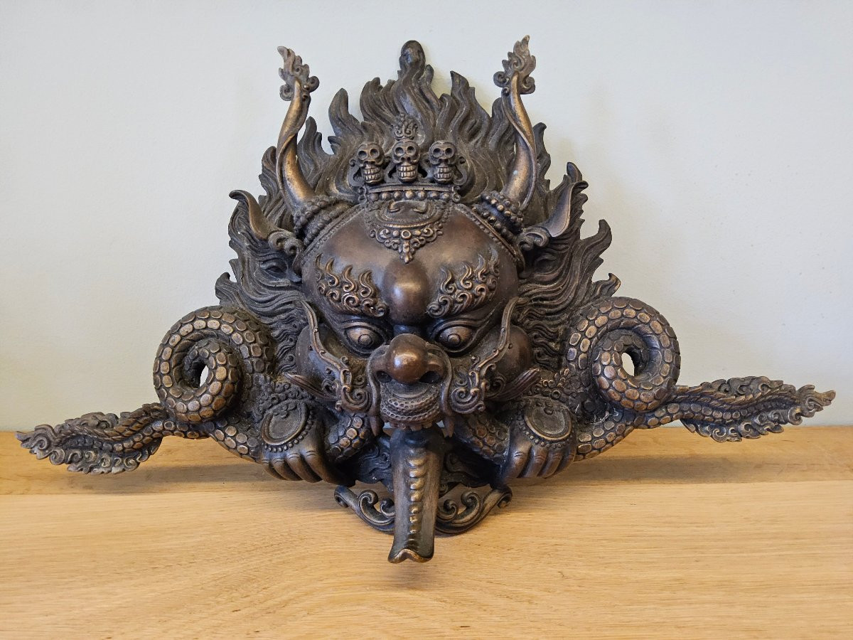 Masque tibétain en bronze -photo-4