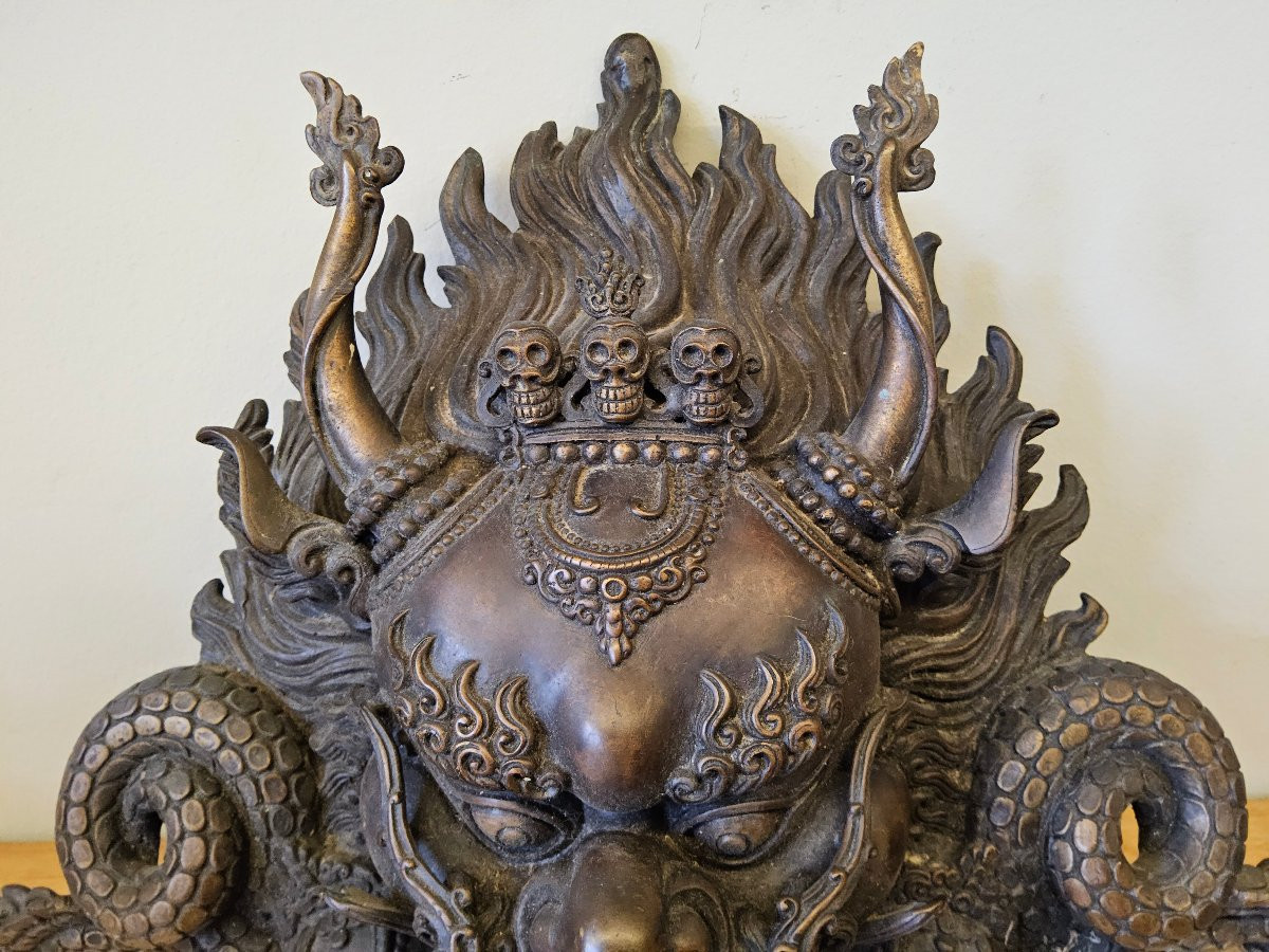Masque tibétain en bronze -photo-1