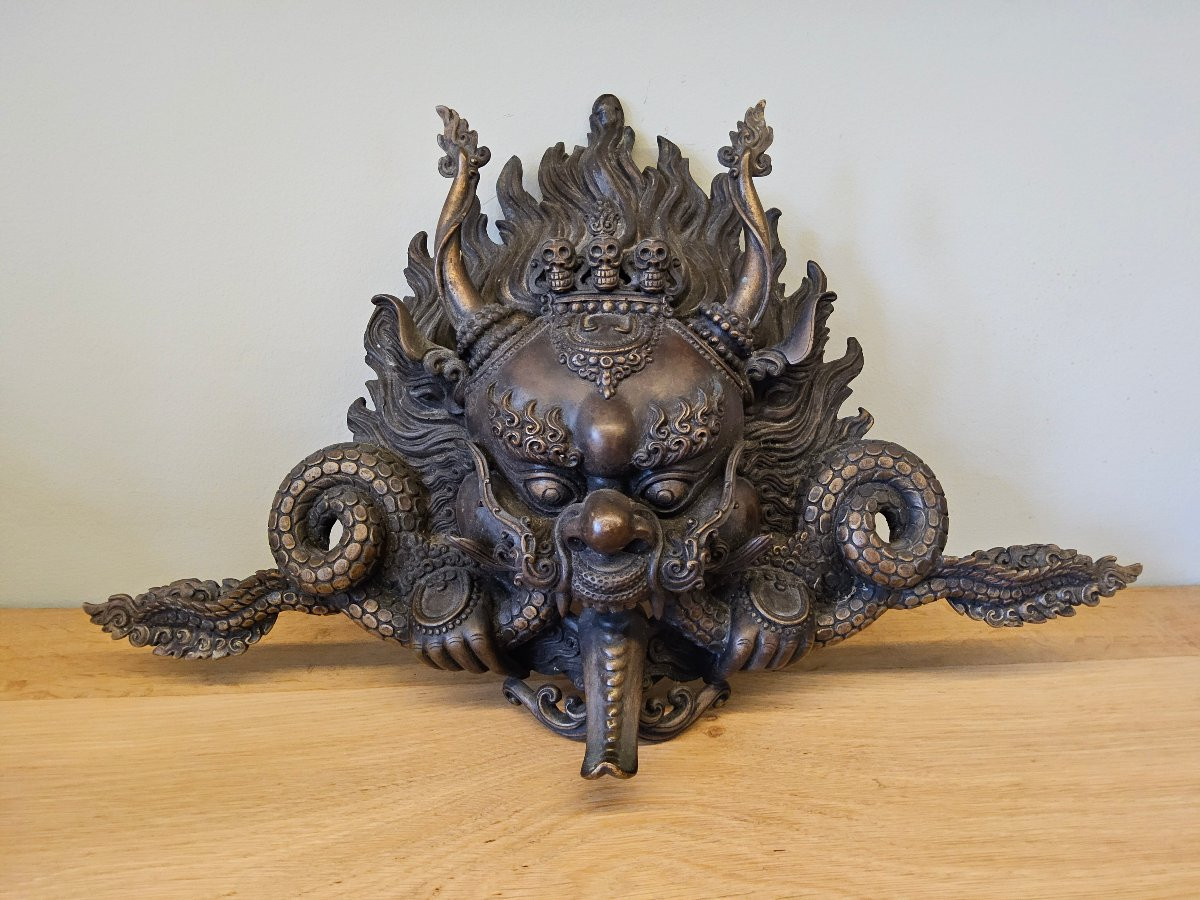 Masque tibétain en bronze -photo-2