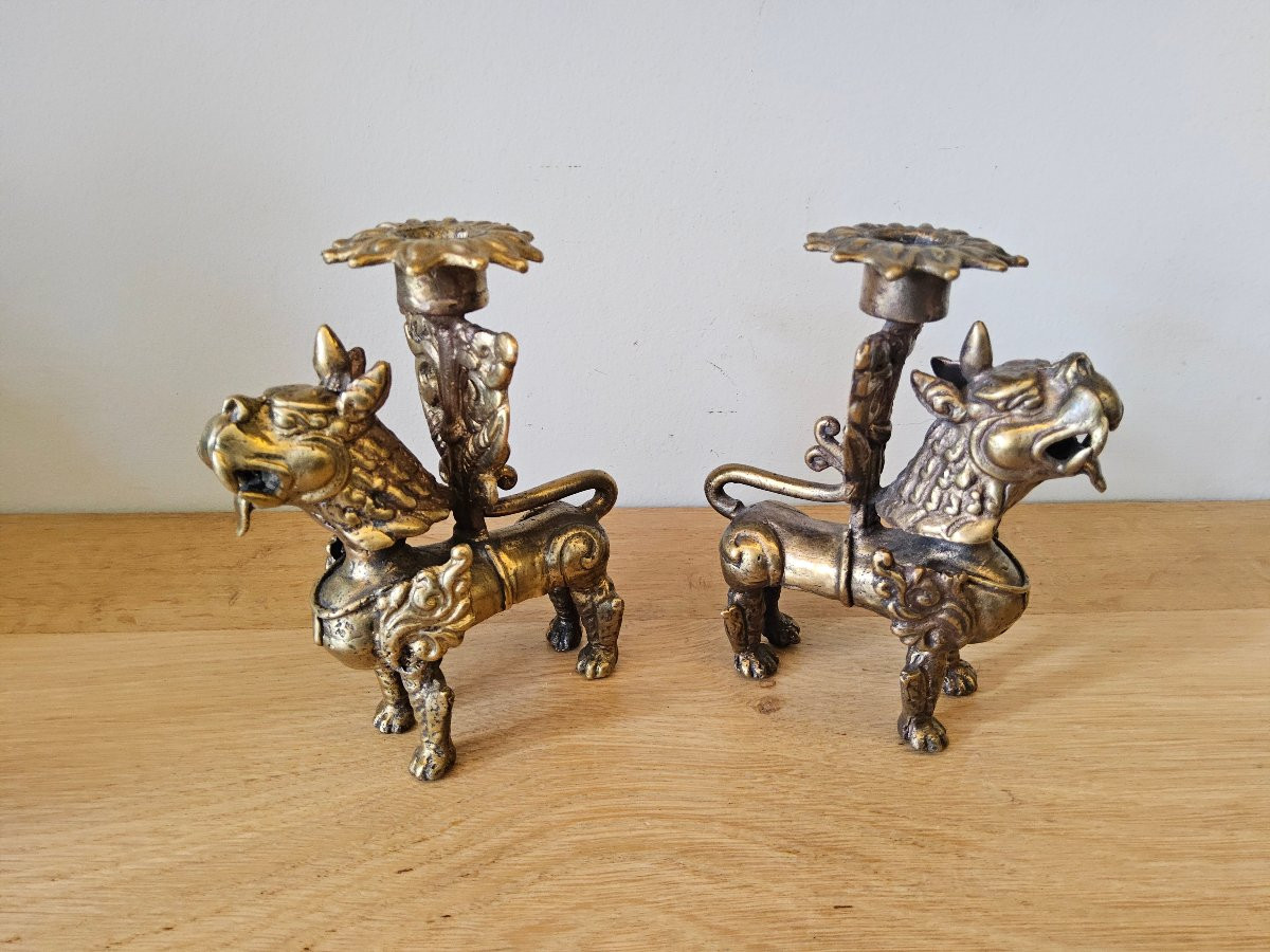 Pair Of Gilt Bronze Candlesticks -photo-3