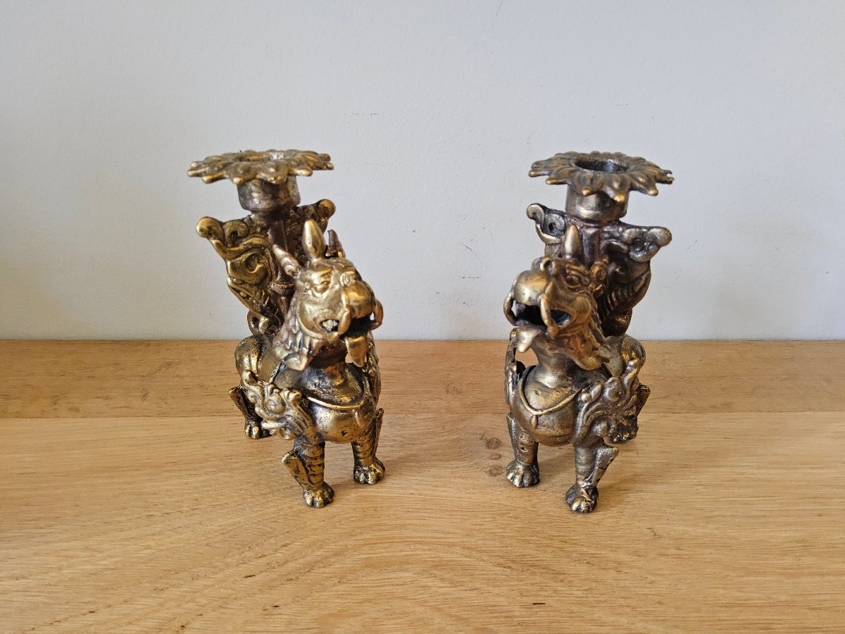 Pair Of Gilt Bronze Candlesticks -photo-4