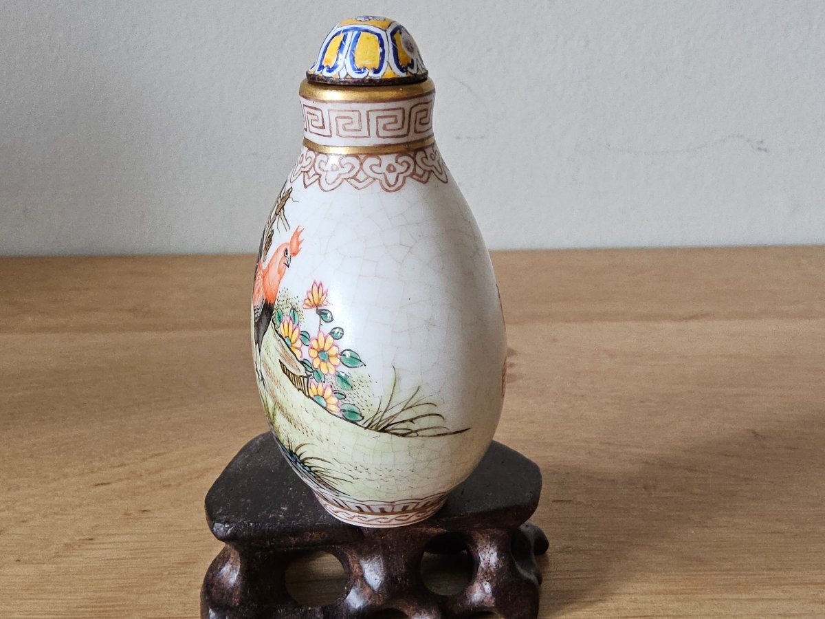 Chinese Porcelain Snuffbox With Rooster Decoration-photo-4