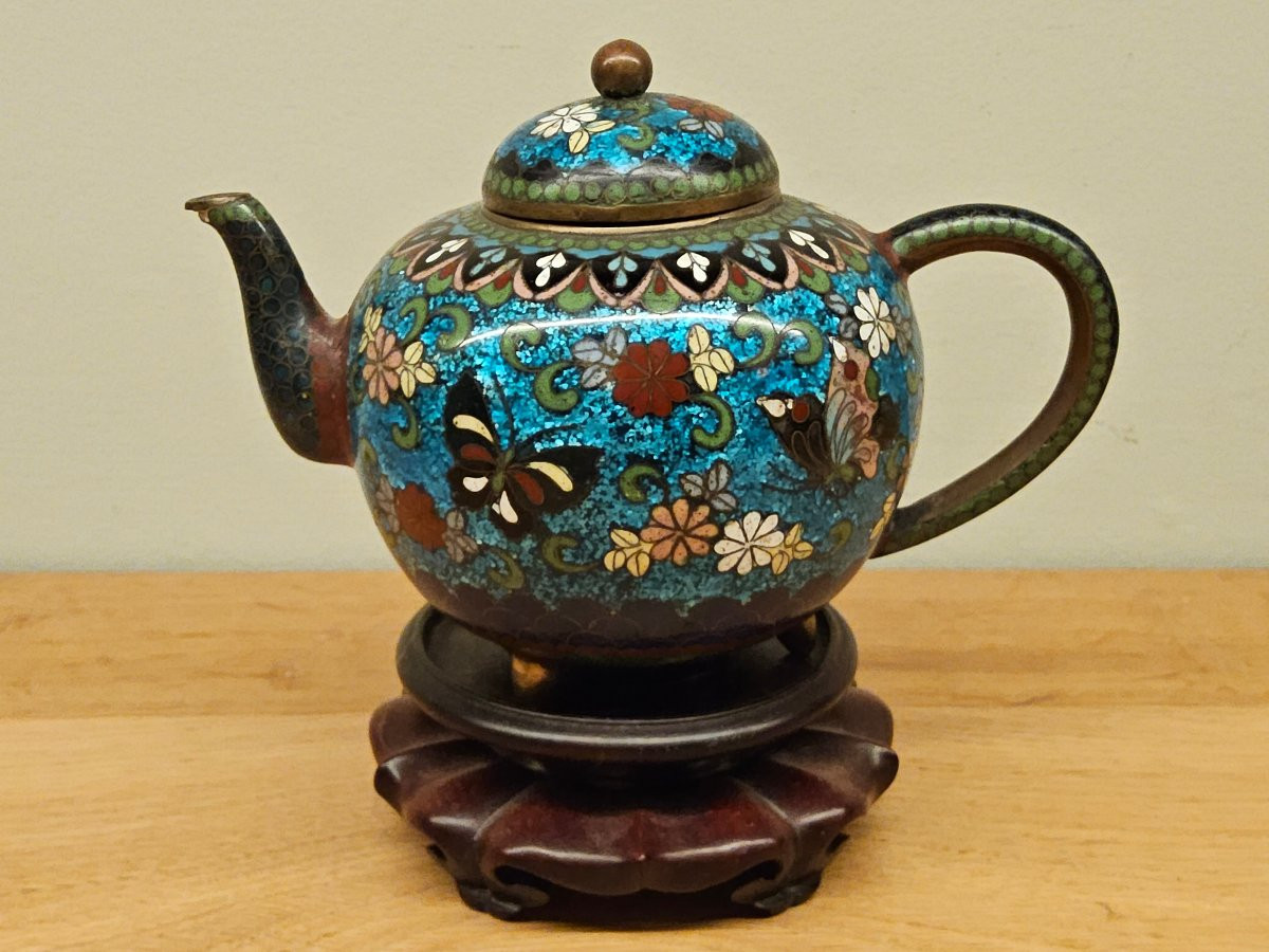 19th Century Cloisonné Bronze Teapot-photo-4