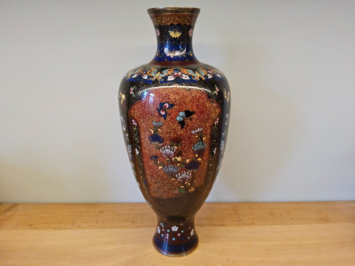 Large 19th-century Japanese Cloisonné Vase-photo-3