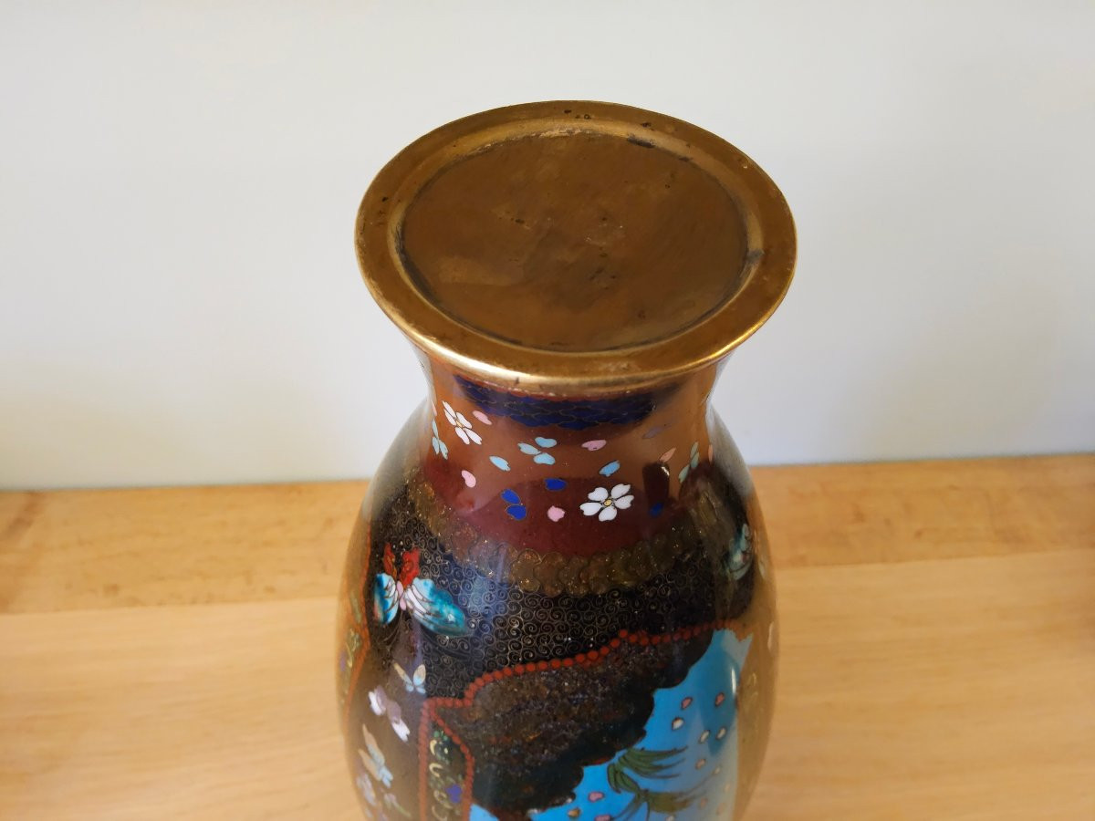 Large 19th-century Japanese Cloisonné Vase-photo-1