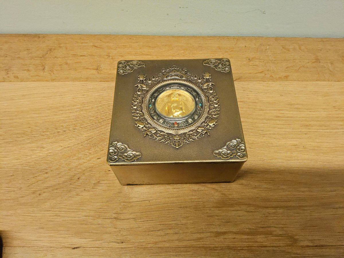 Amulette, pendentif de protection bouddhique en argent massif, plaqué or, turquoise naturelles -photo-7