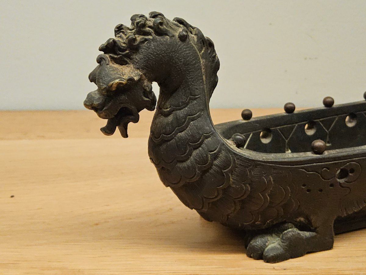 Bateau dragon en bronze chinois -photo-1