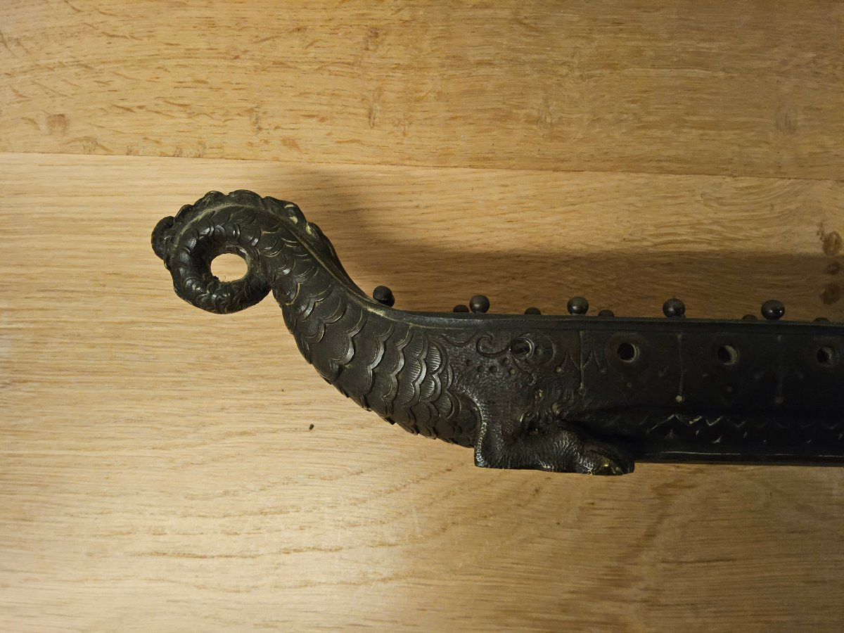 Bateau dragon en bronze chinois -photo-4