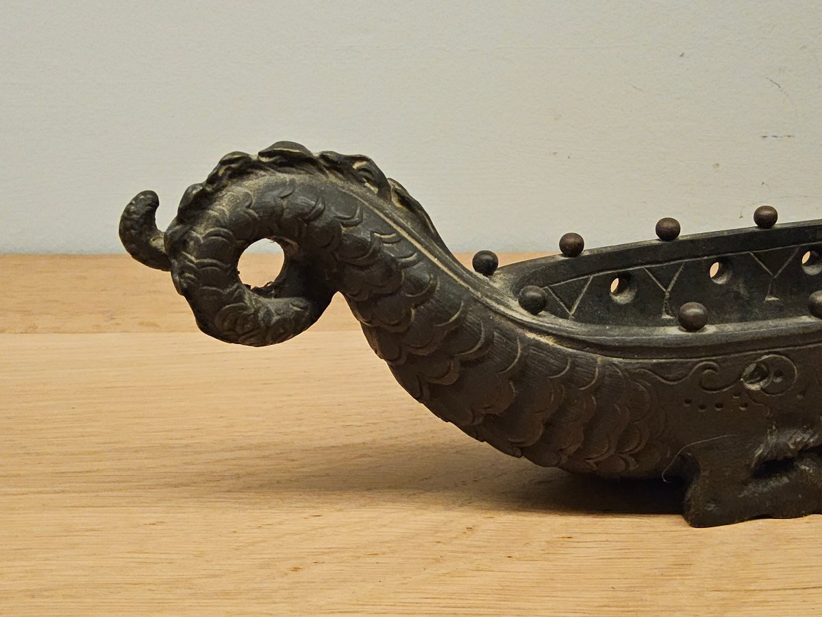 Bateau dragon en bronze chinois -photo-6