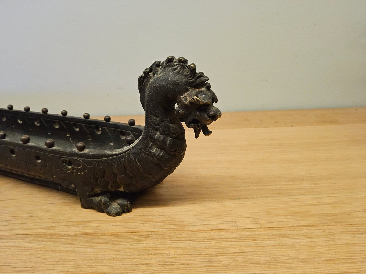 Bateau dragon en bronze chinois -photo-8