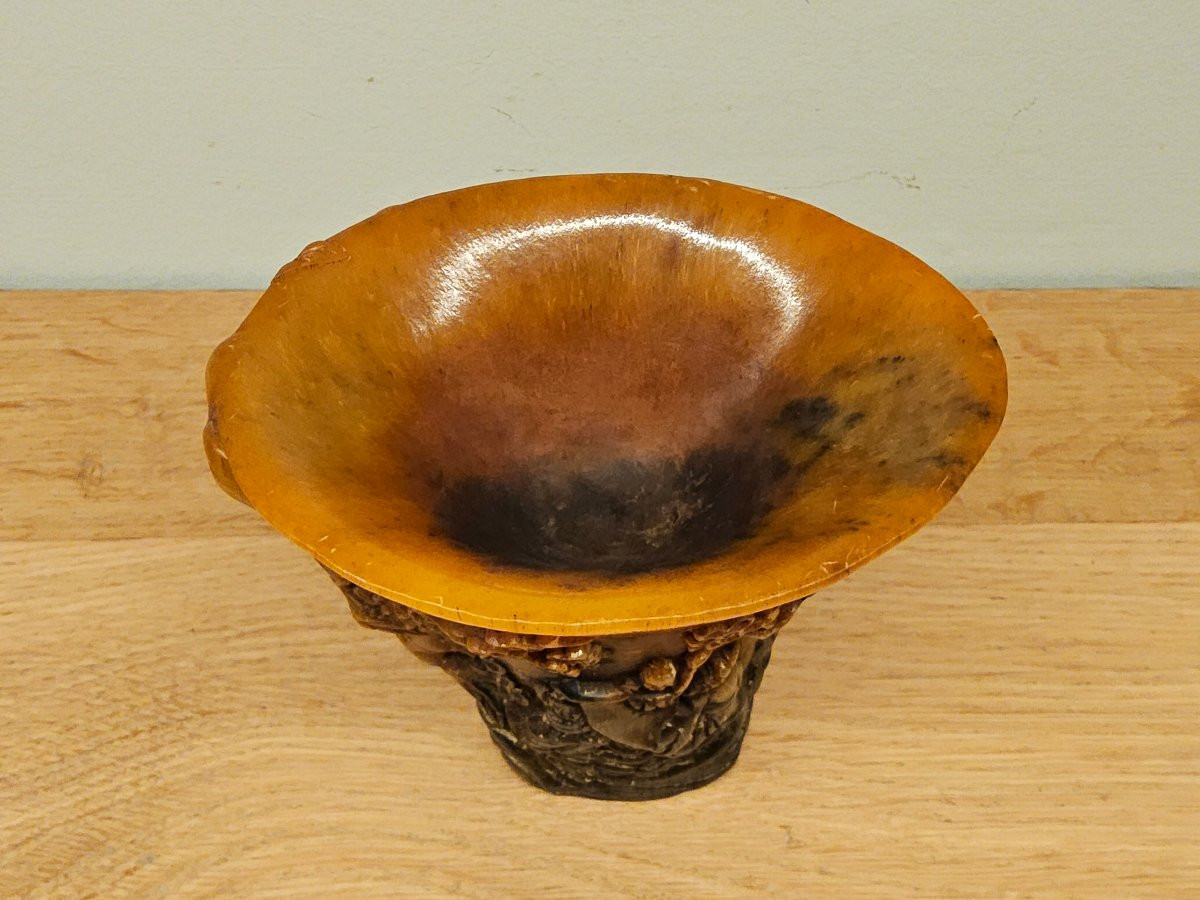 Coupe libatoire chinoise en corne de buffle-photo-3