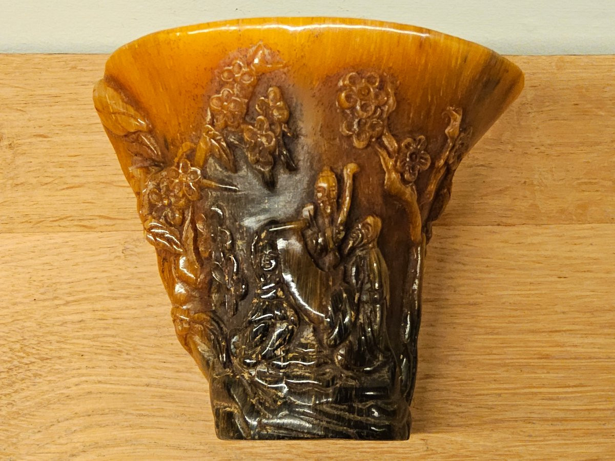 Coupe libatoire chinoise en corne de buffle-photo-1