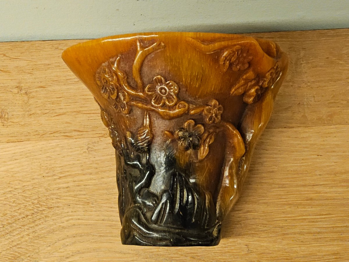 Coupe libatoire chinoise en corne de buffle-photo-2