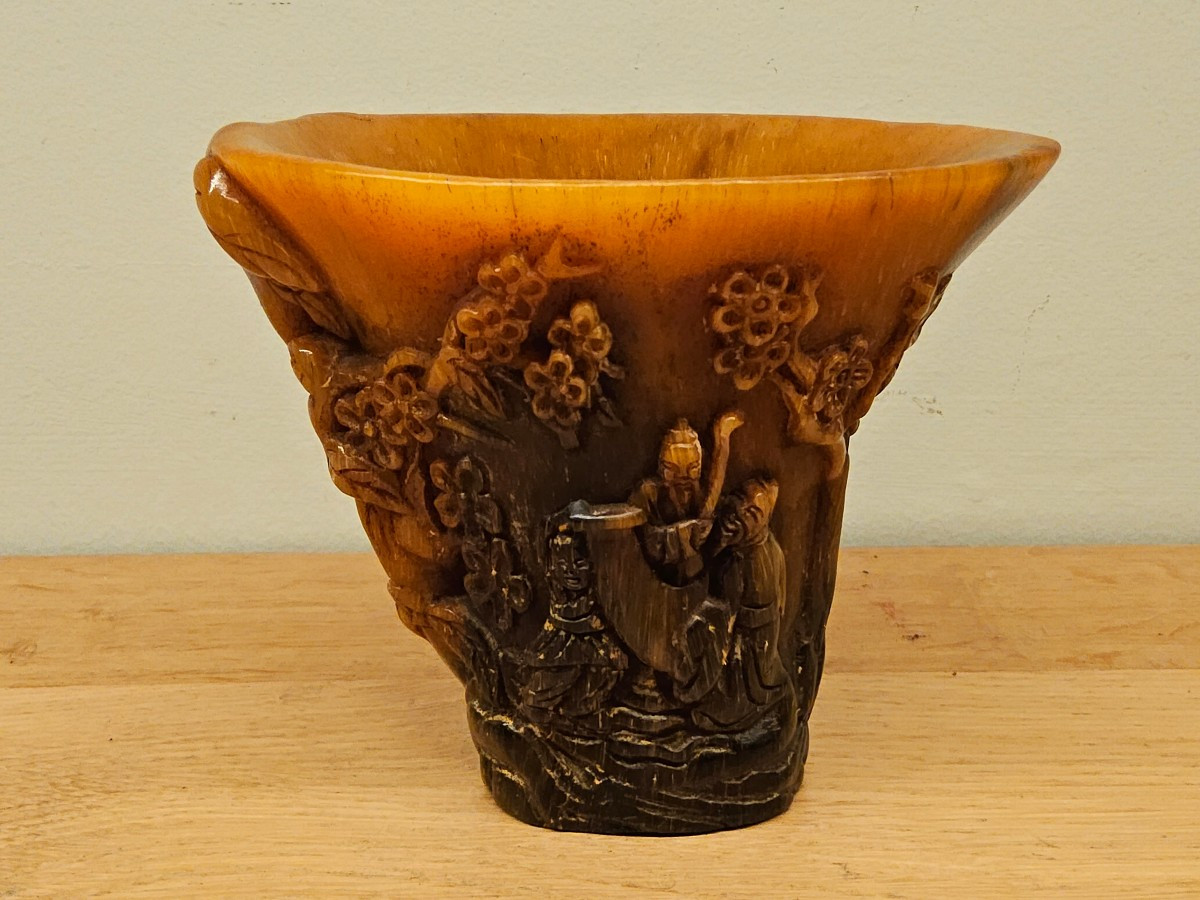 Coupe libatoire chinoise en corne de buffle