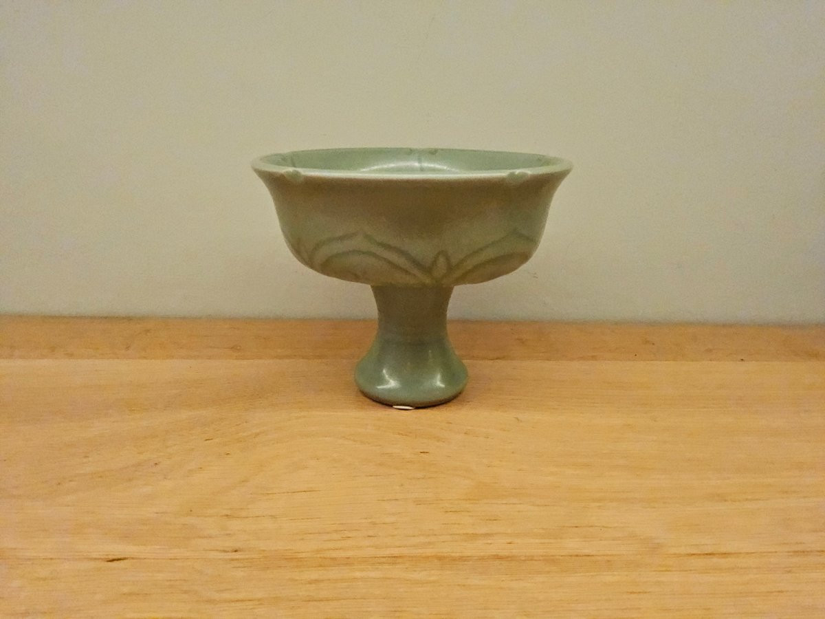 Coupe sur piedouche chinoise des fours de Longquan-photo-6
