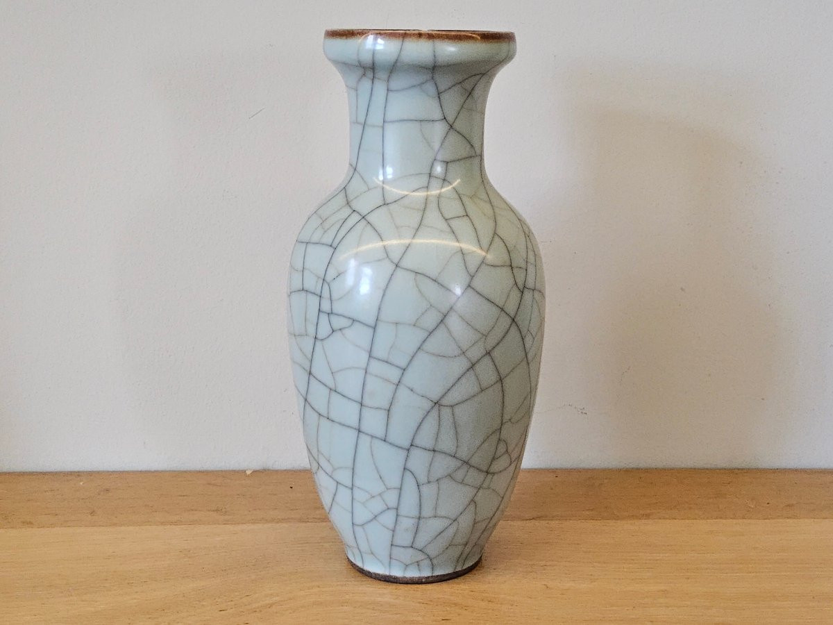 Vase chinois de type "Ge" en céladon.-photo-4