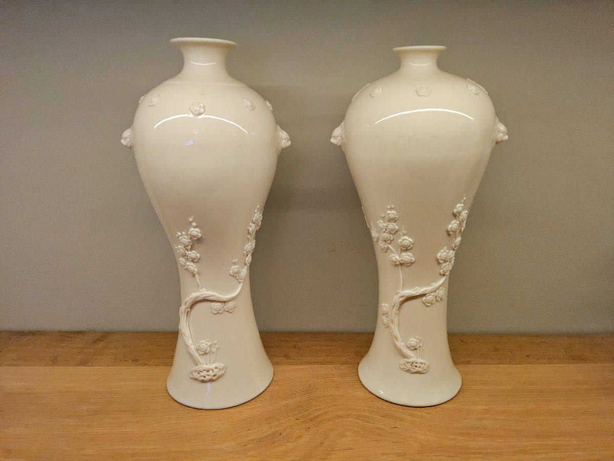 Pair Of Dehua Porcelain Vases