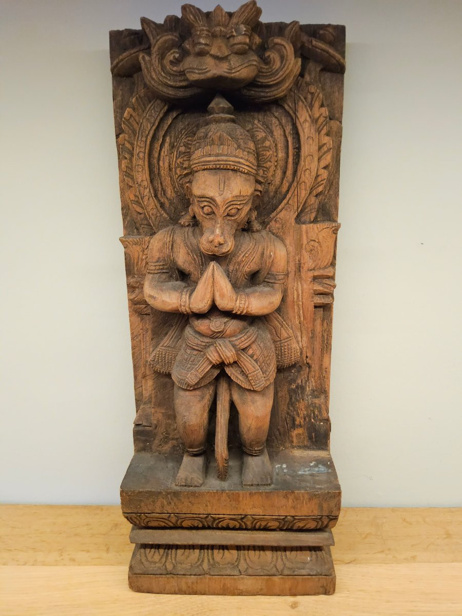 Wooden Wall Panel Of The Monkey God Hanuman.-photo-4