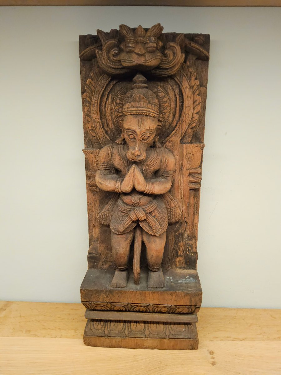 Wooden Wall Panel Of The Monkey God Hanuman.-photo-1