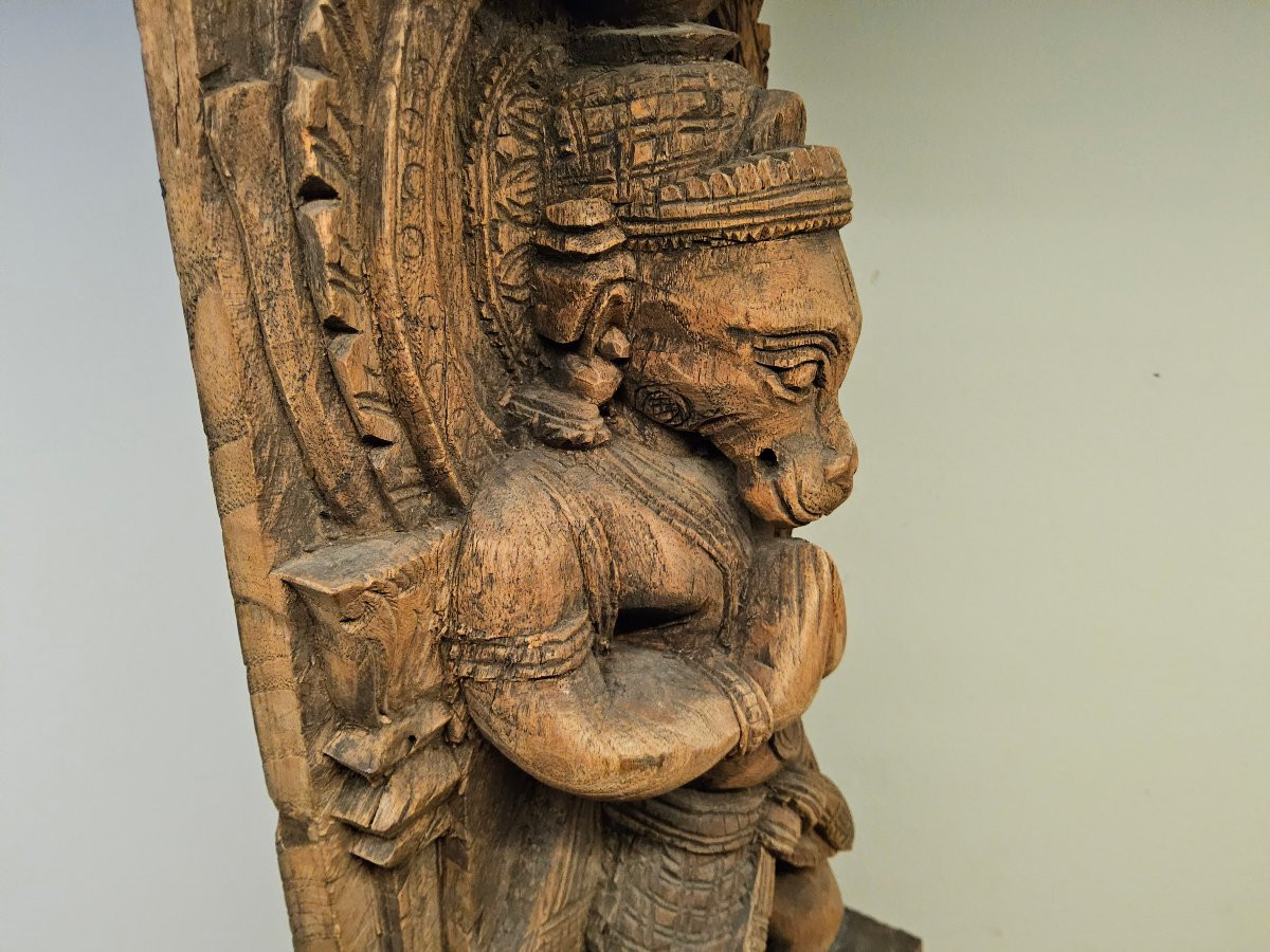 Wooden Wall Panel Of The Monkey God Hanuman.-photo-3