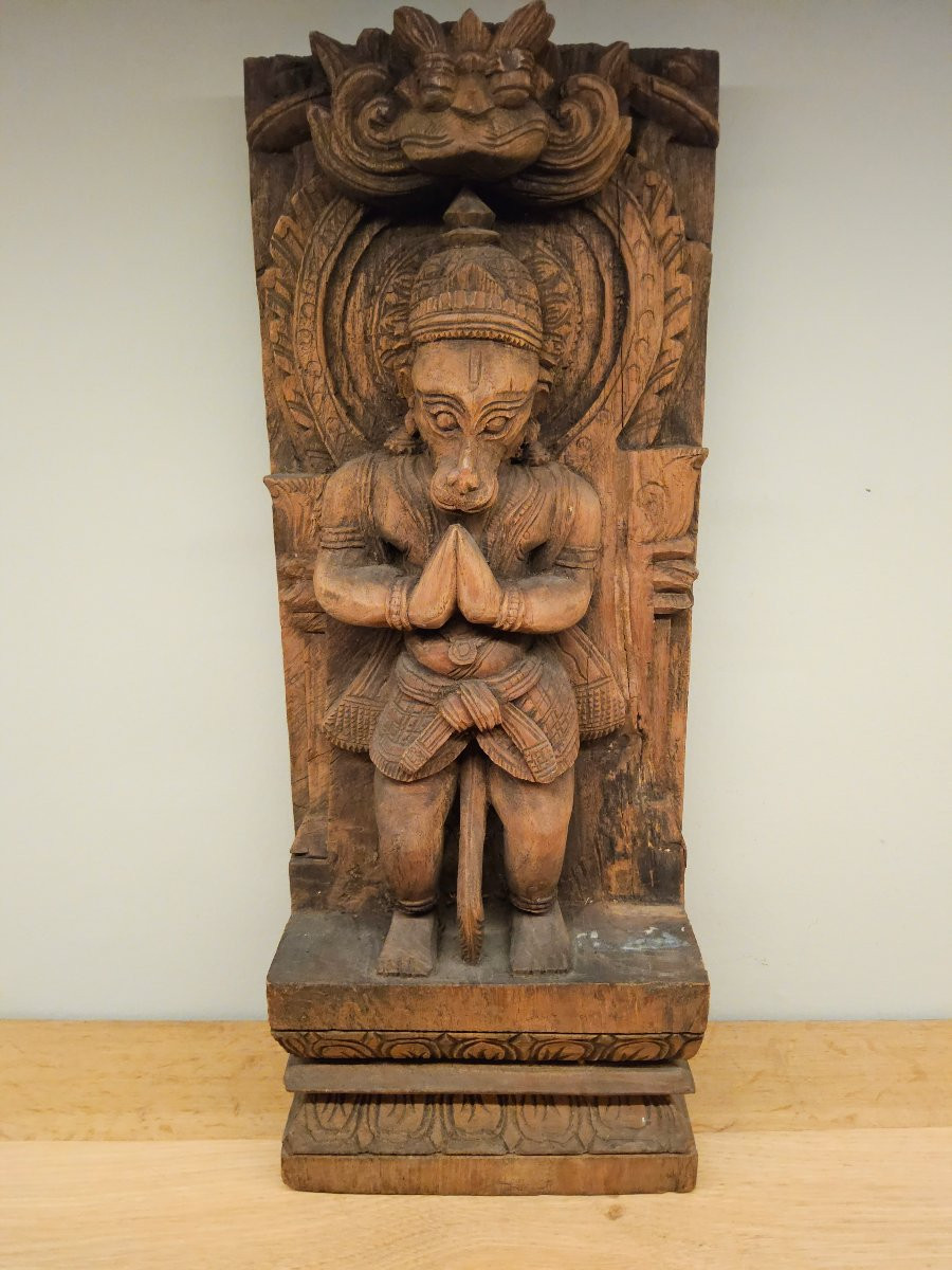 Wooden Wall Panel Of The Monkey God Hanuman.-photo-7
