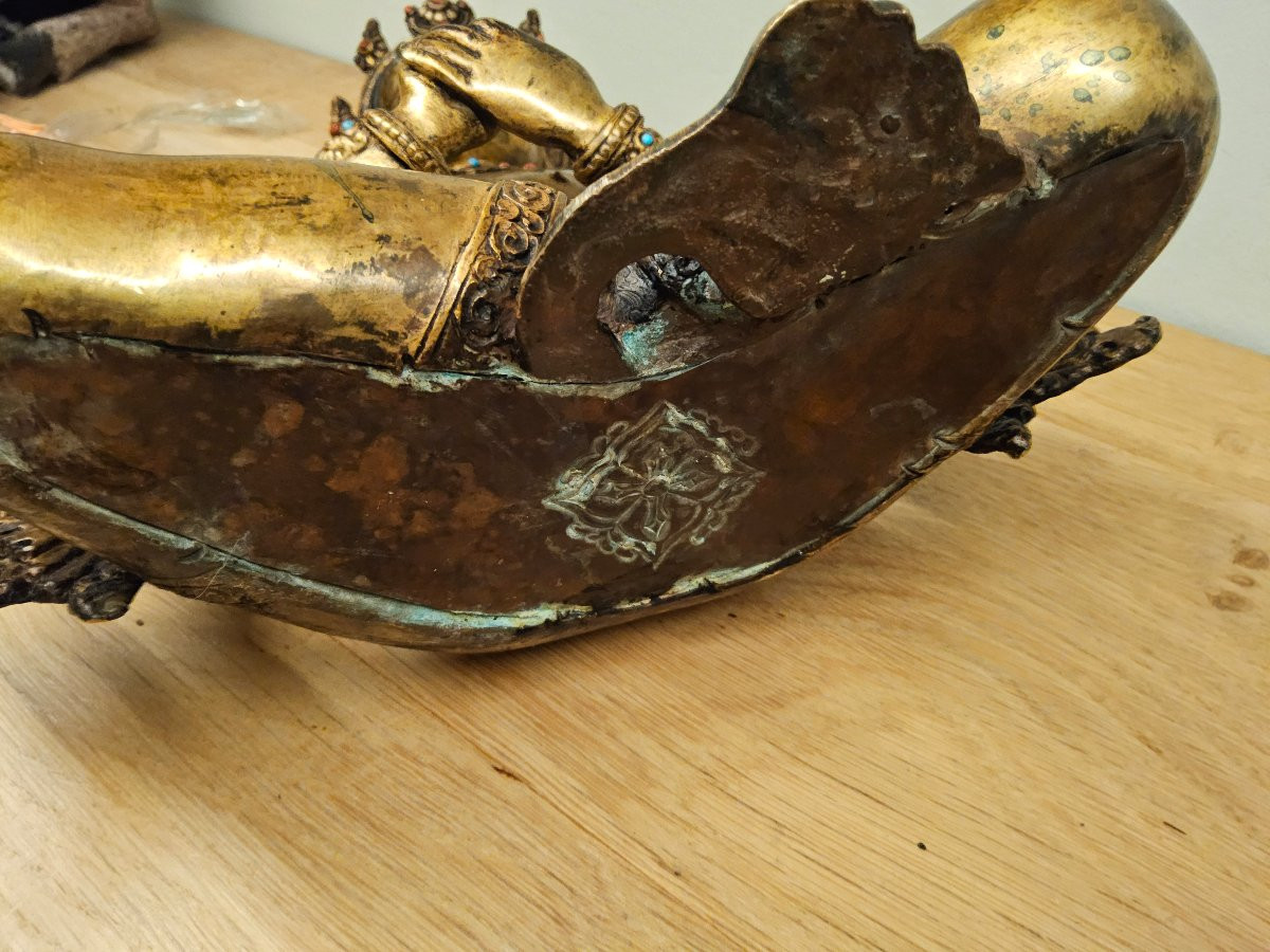 Tibetan Statue In Gilded Bronze.-photo-2