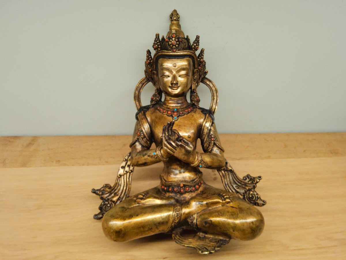 Tibetan Statue In Gilded Bronze.-photo-5