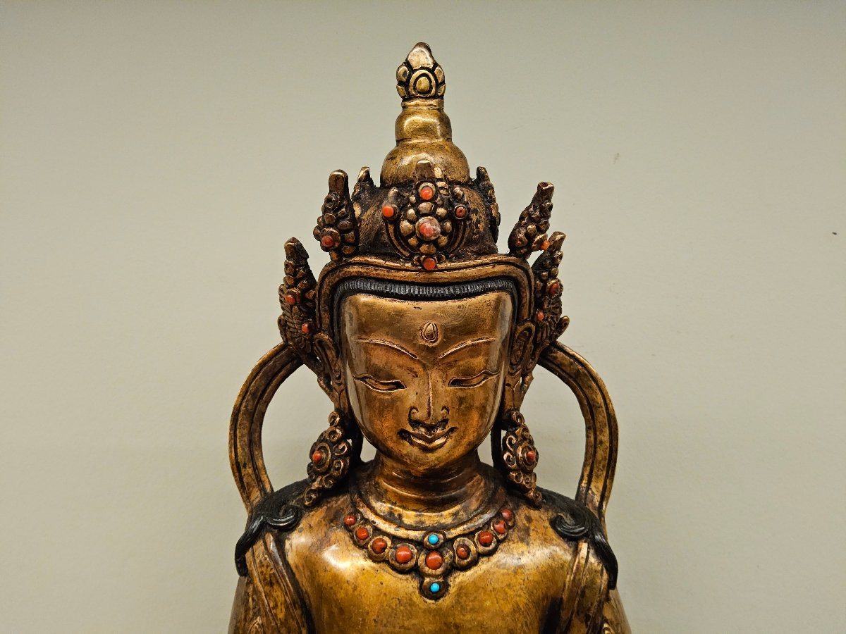 Tibetan Statue In Gilded Bronze.-photo-6
